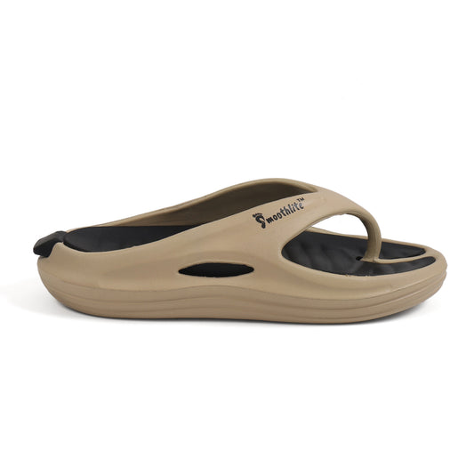 Smoothlite Dual-Tone Slides with Removable Footbed for men in Beige & Black, image 2