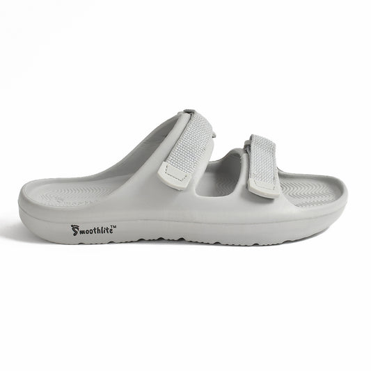 Smoothlite Adjustable Velcro Comfort Slides for men in Light Grey, image 2