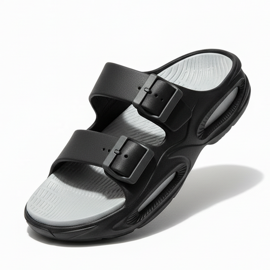 Smoothlite Dual-Tone Cushioned Slippers for men in Black & Light Grey, image 2