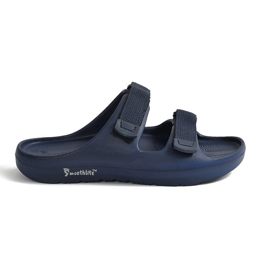 Smoothlite Adjustable Velcro Comfort Slides for men in Navy Blue, image 2