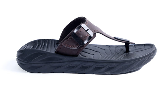Smoothlite Faux-Leather Strap Comfort Slides for men in Brown, image 2