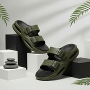 Smoothlite Dual-Tone Cushioned Slippers for men in Olive & Black, image 6