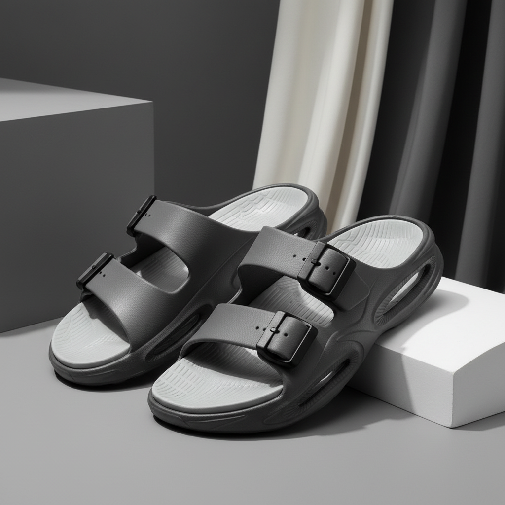 Smoothlite Dual-Tone Cushioned Slippers for men in Dark Grey & Light Grey, image 6