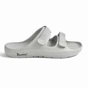 Smoothlite Adjustable Velcro Comfort Slides for men in Light Grey, image 2