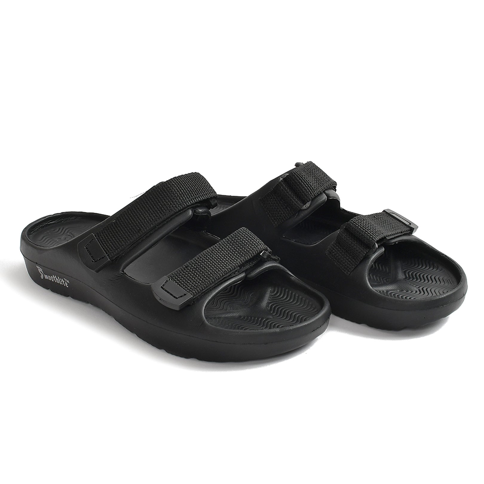 Smoothlite Adjustable Velcro Comfort Slides for men in Black, image 4