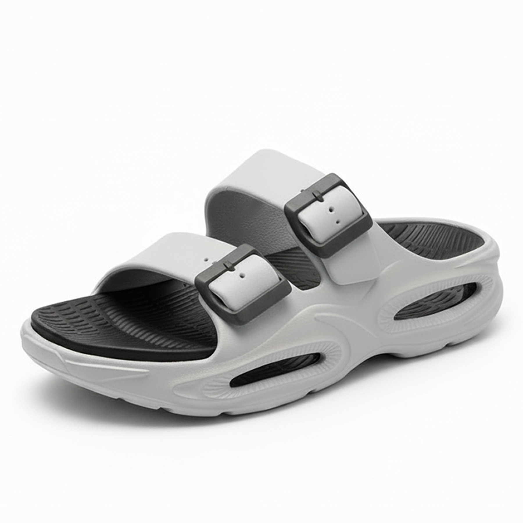 Smoothlite Dual-Tone Cushioned Slippers for men in Light Grey & Dark Grey, image 1