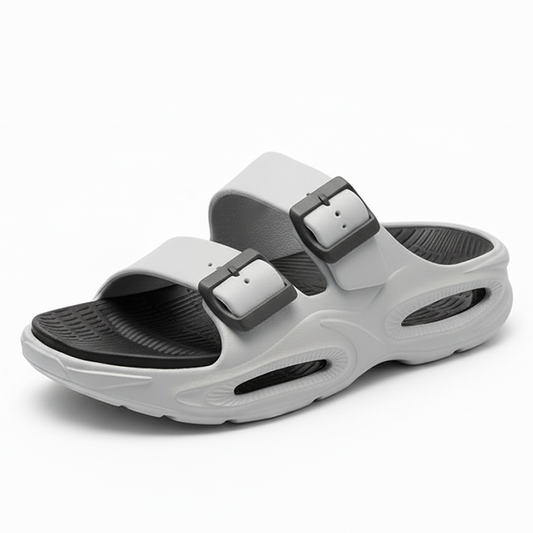 Smoothlite Dual-Tone Cushioned Slippers for men in Light Grey & Dark Grey, image 1