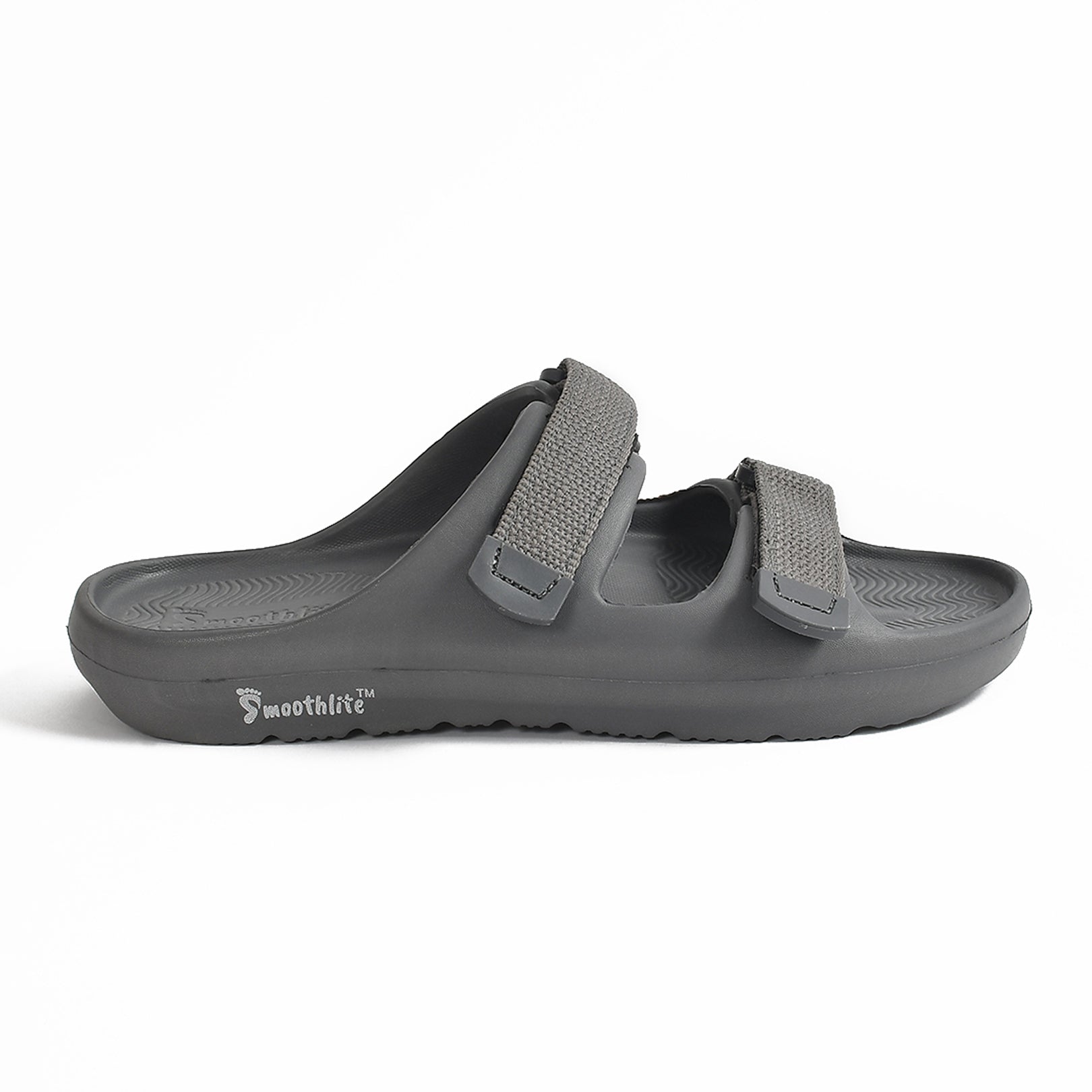 Smoothlite Adjustable Velcro Comfort Slides for men in Dark Grey, image 2
