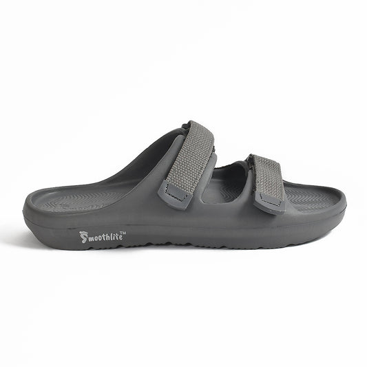 Smoothlite Adjustable Velcro Comfort Slides for men in Dark Grey, image 2