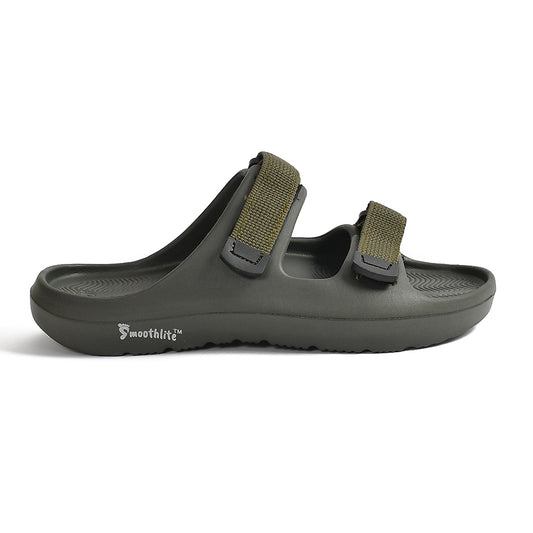 Smoothlite Adjustable Velcro Comfort Slides for men in Olive, image 2