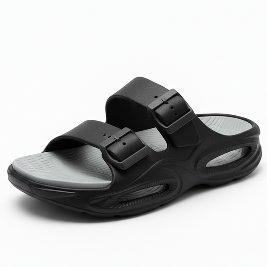 Smoothlite Dual-Tone Cushioned Slippers for men in Black & Light Grey, image 1