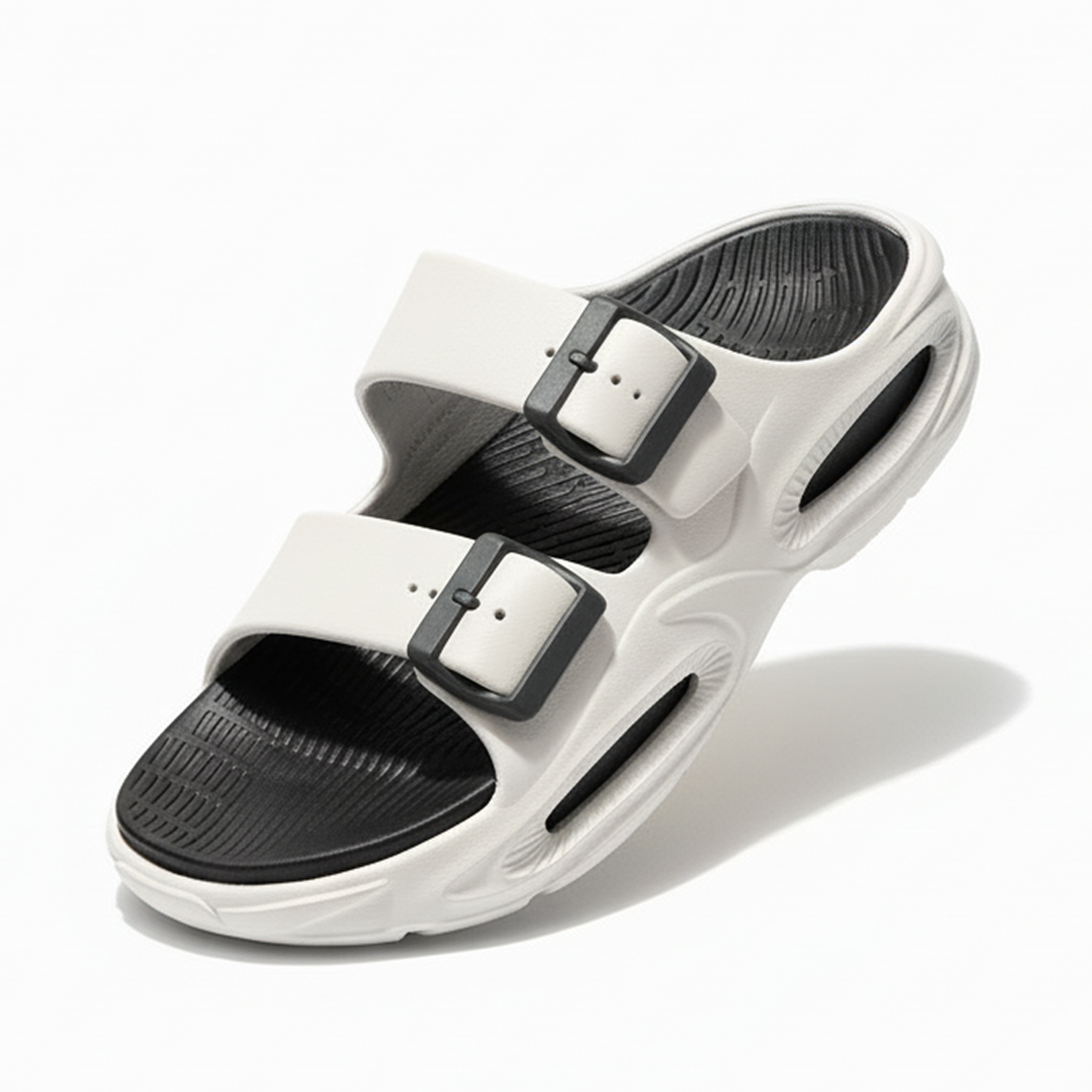 Smoothlite Dual-Tone Cushioned Slippers for men in White & Black, image 3