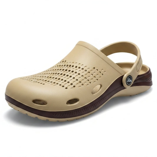 Smoothlite Classic Dual-Tone Painted Clogs for men in Beige & Brown, image 2