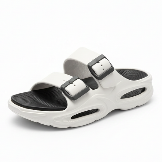 Smoothlite Dual-Tone Cushioned Slippers for men in White & Black, image 1