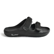 Smoothlite Adjustable Velcro Comfort Slides for men in Black, image 2