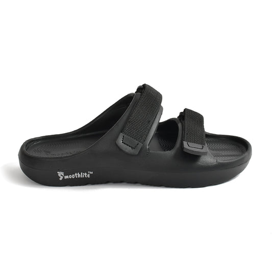 Smoothlite Adjustable Velcro Comfort Slides for men in Black, image 2