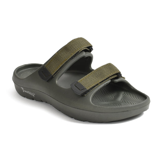 Smoothlite Adjustable Velcro Comfort Slides for men in Olive, image 1