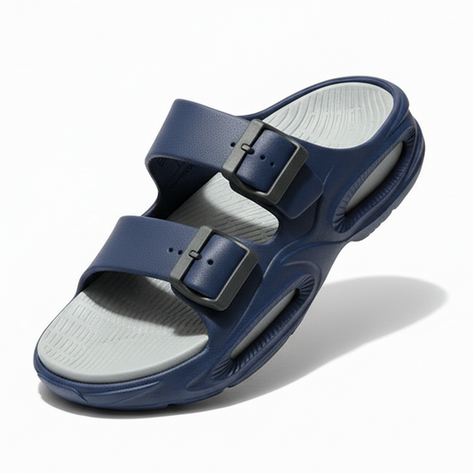 Smoothlite Dual-Tone Cushioned Slippers for men in Navy Blue & Light Grey, image 2
