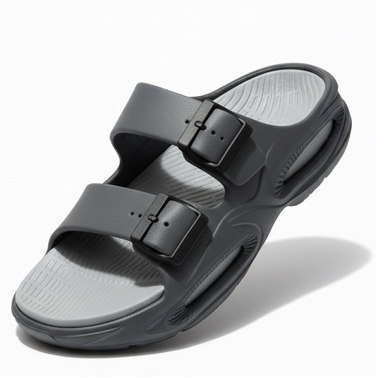 Smoothlite Dual-Tone Cushioned Slippers for men in Dark Grey & Light Grey, image 2