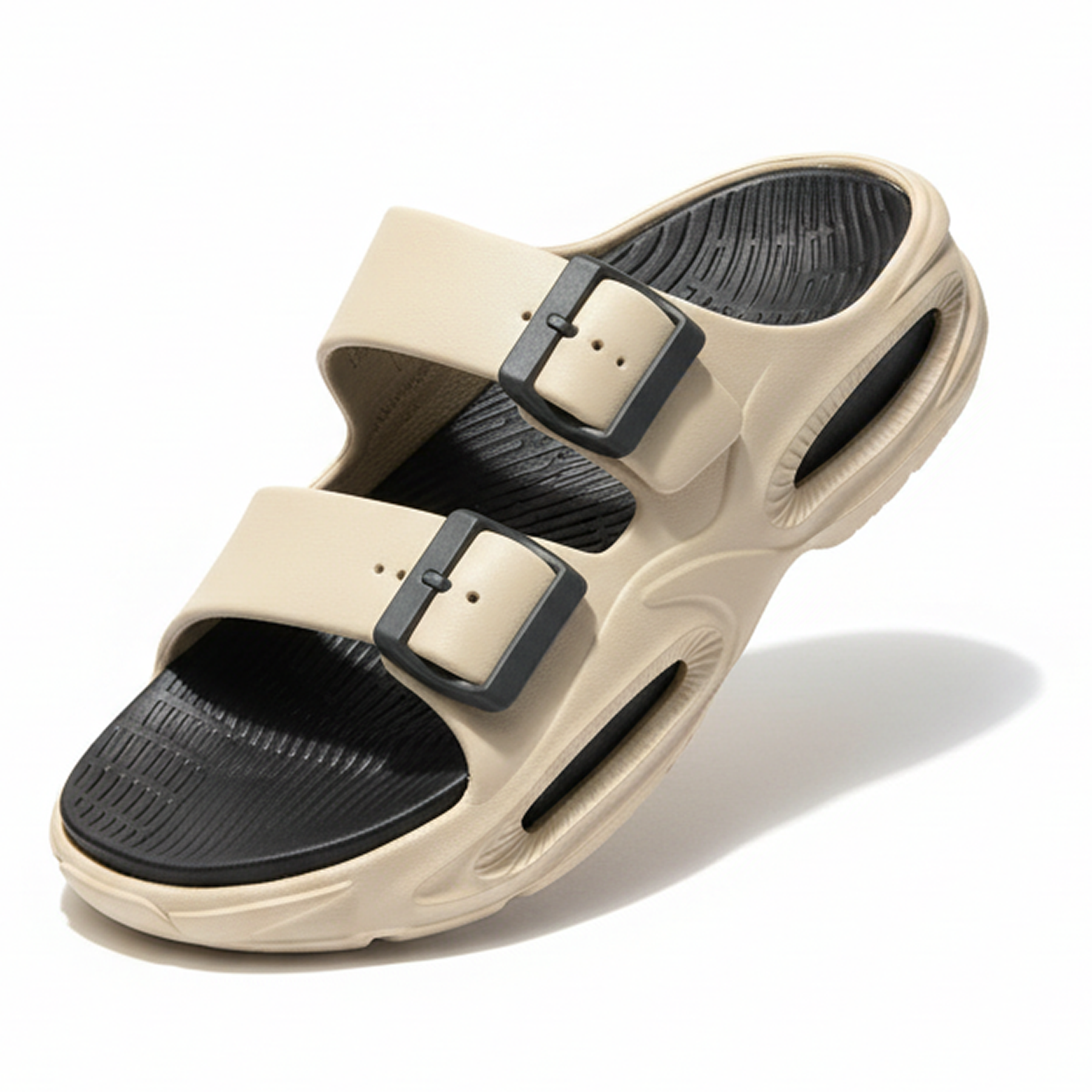 Smoothlite Dual-Tone Cushioned Slippers for men in Beige & Black, image 3