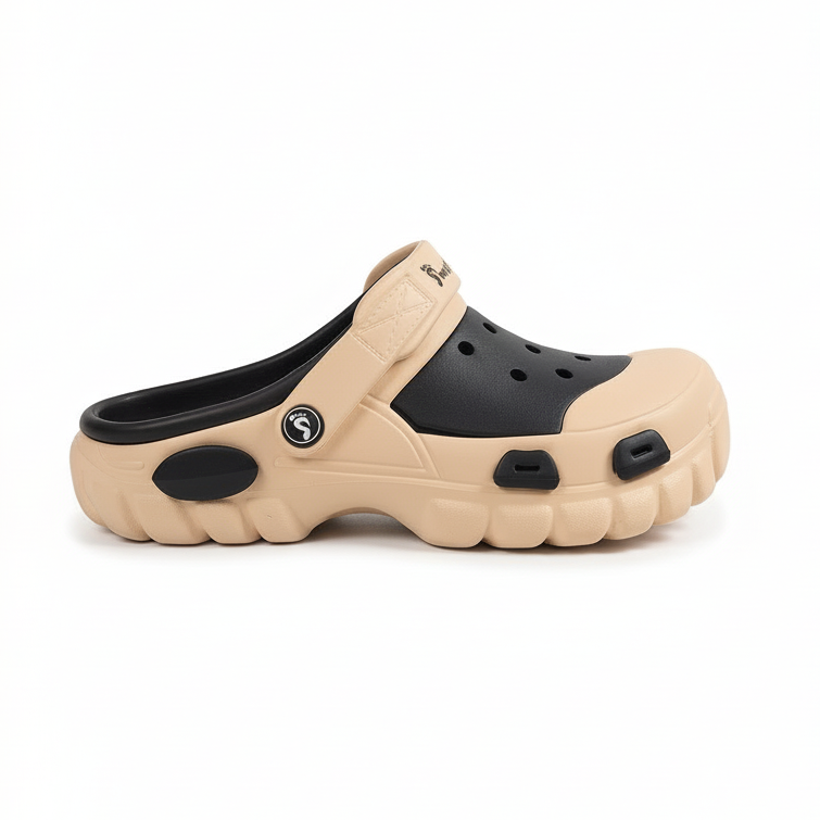 Smoothlite Dual-Tone Chunky Comfort Clogs for men in Beige & Black, image 2