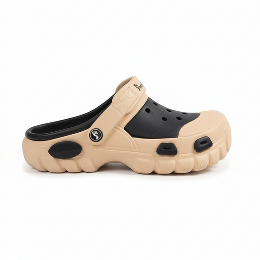 Smoothlite Dual-Tone Chunky Comfort Clogs for men in Beige & Black, image 2