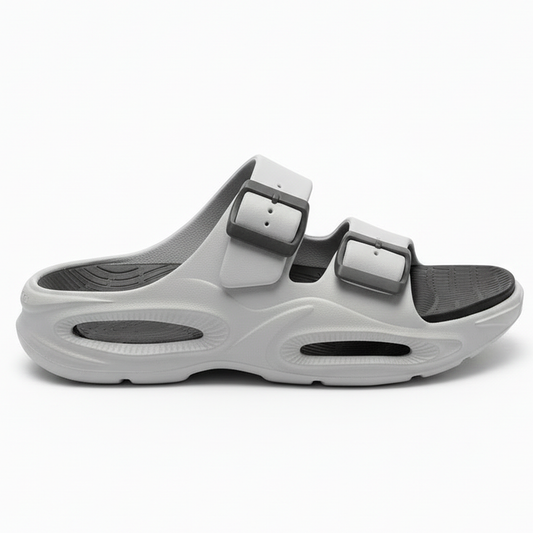 Smoothlite Dual-Tone Cushioned Slippers for men in Light Grey & Dark Grey, image 2