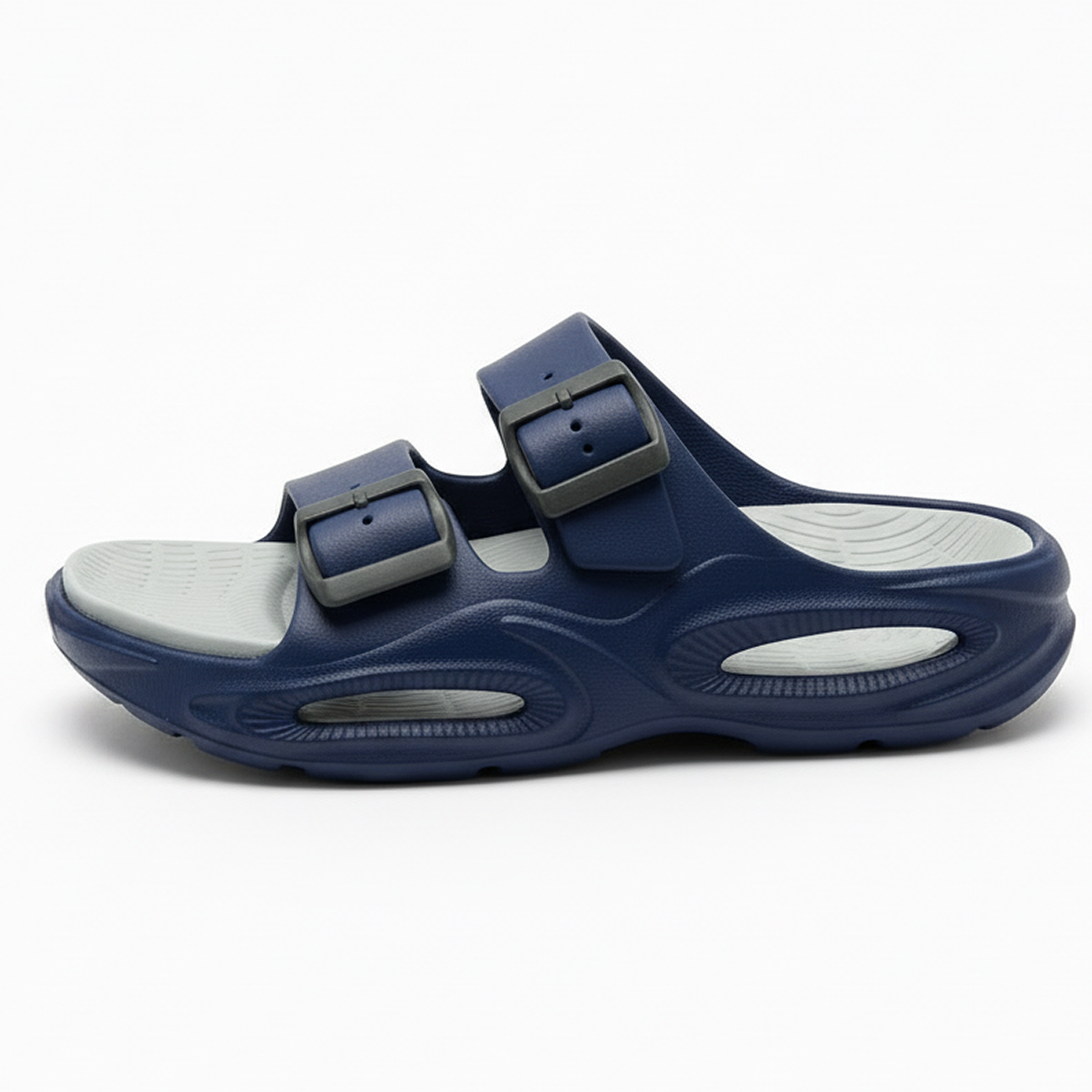 Smoothlite Dual-Tone Cushioned Slippers for men in Navy Blue & Light Grey, image 3