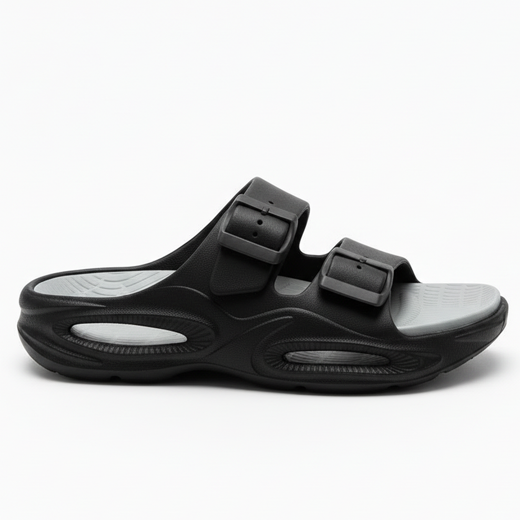 Smoothlite Dual-Tone Cushioned Slippers for men in Black & Light Grey, image 3