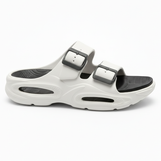 Smoothlite Dual-Tone Cushioned Slippers for men in White & Black, image 2
