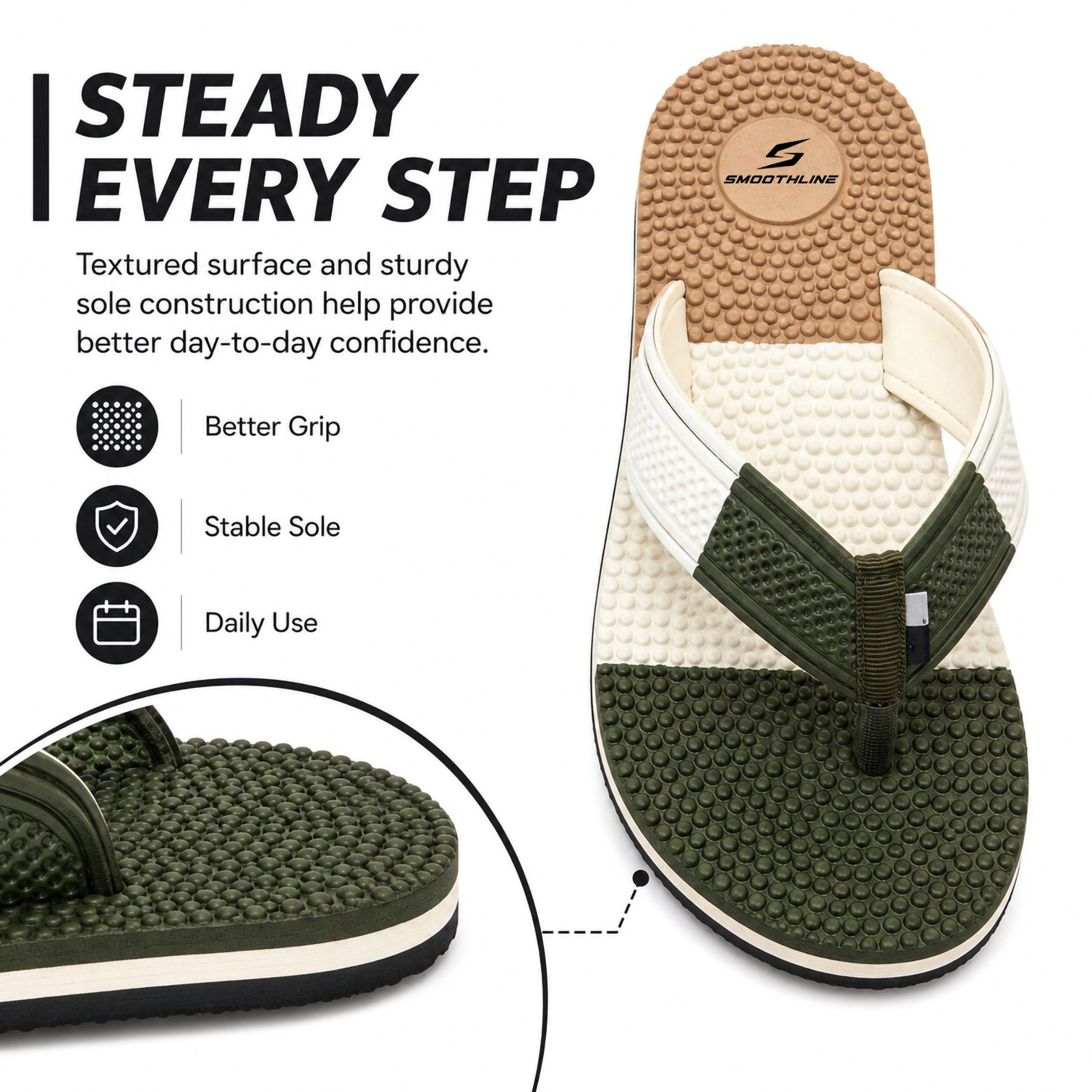 Smoothline Foot Support Massage Flip-Flops for Men