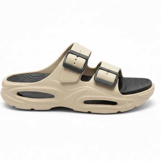 Smoothlite Dual-Tone Cushioned Slippers for men in Beige & Black, image 2