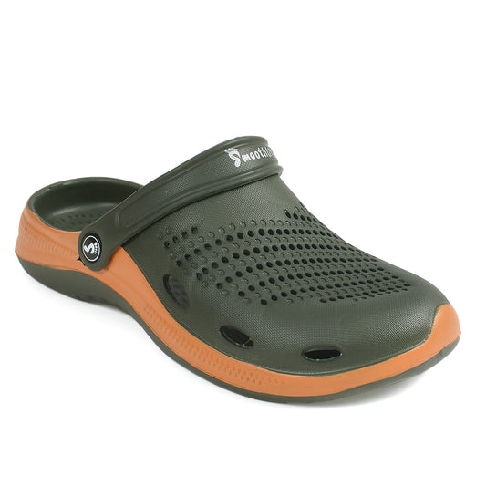 Smoothlite Classic Dual-Tone Painted Clogs for men in Olive & Tan, image 2