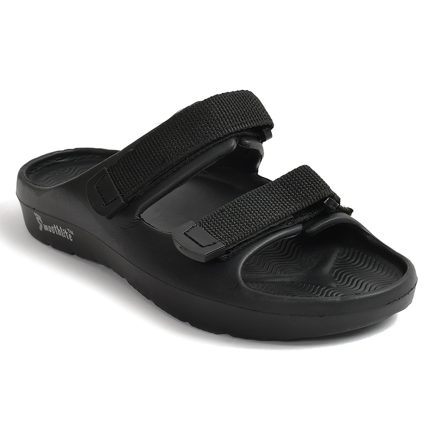 Smoothlite Adjustable Velcro Comfort Slides for men in Black, image 1