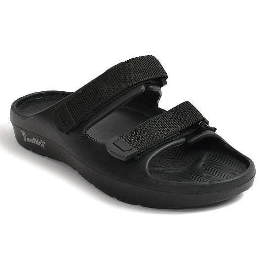Smoothlite Adjustable Velcro Comfort Slides for men in Black, image 1