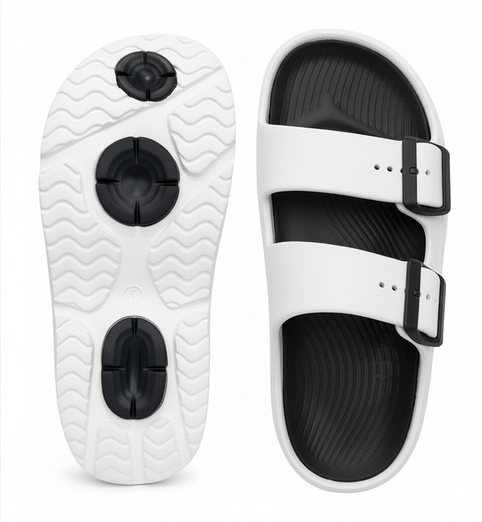 Smoothlite Dual-Tone Cushioned Slippers for men in White & Black, image 4