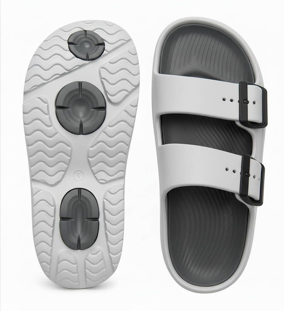 Smoothlite Dual-Tone Cushioned Slippers for men in Light Grey & Dark Grey, image 4