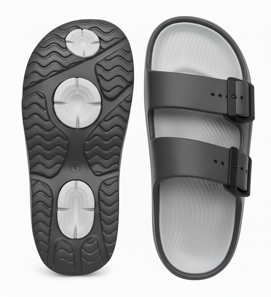 Smoothlite Dual-Tone Cushioned Slippers for men in Dark Grey & Light Grey, image 4
