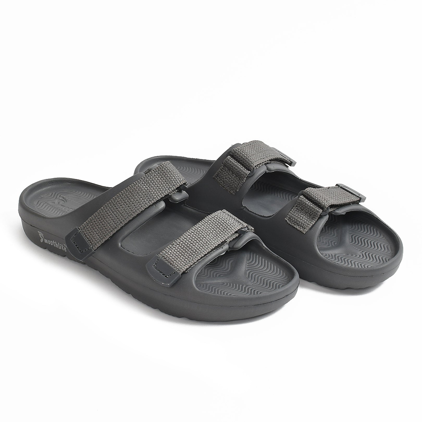 Smoothlite Adjustable Velcro Comfort Slides for men in Dark Grey, image 4