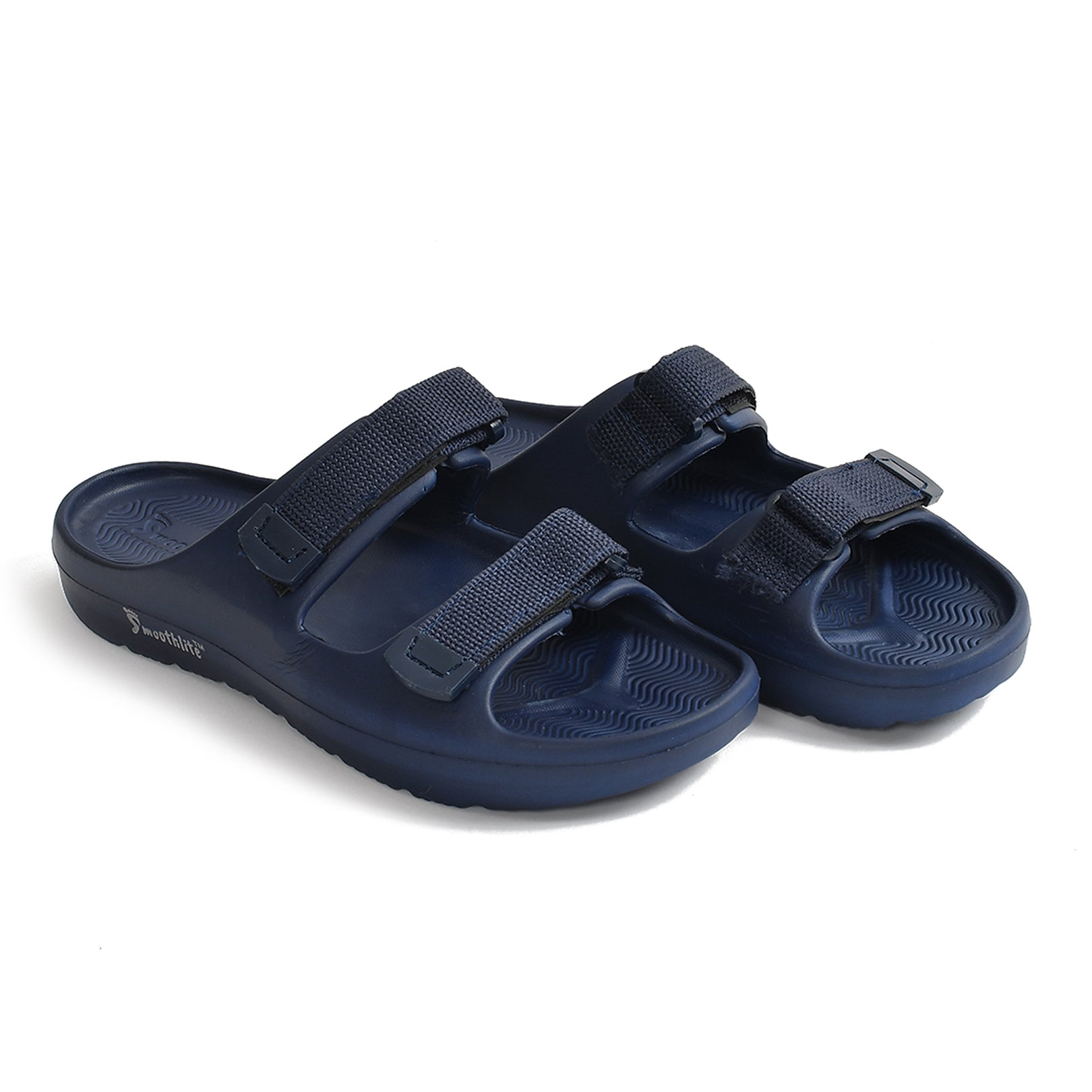 Smoothlite Adjustable Velcro Comfort Slides for men in Navy Blue, image 4