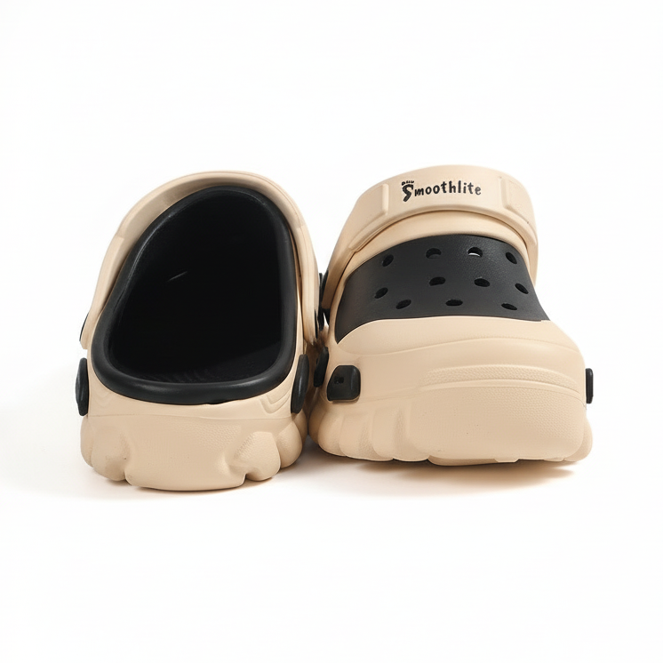 Smoothlite Dual-Tone Chunky Comfort Clogs for men in Beige & Black, image 4