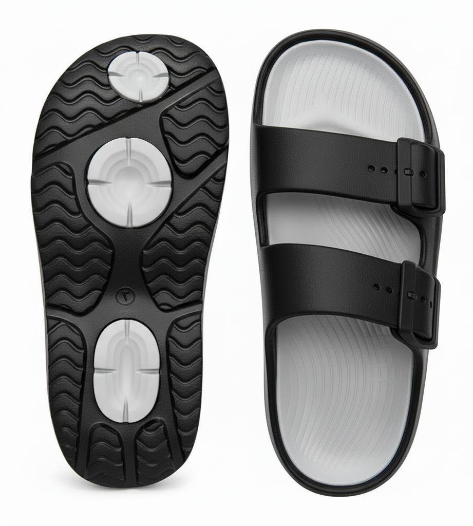 Smoothlite Dual-Tone Cushioned Slippers for men in Black & Light Grey, image 4