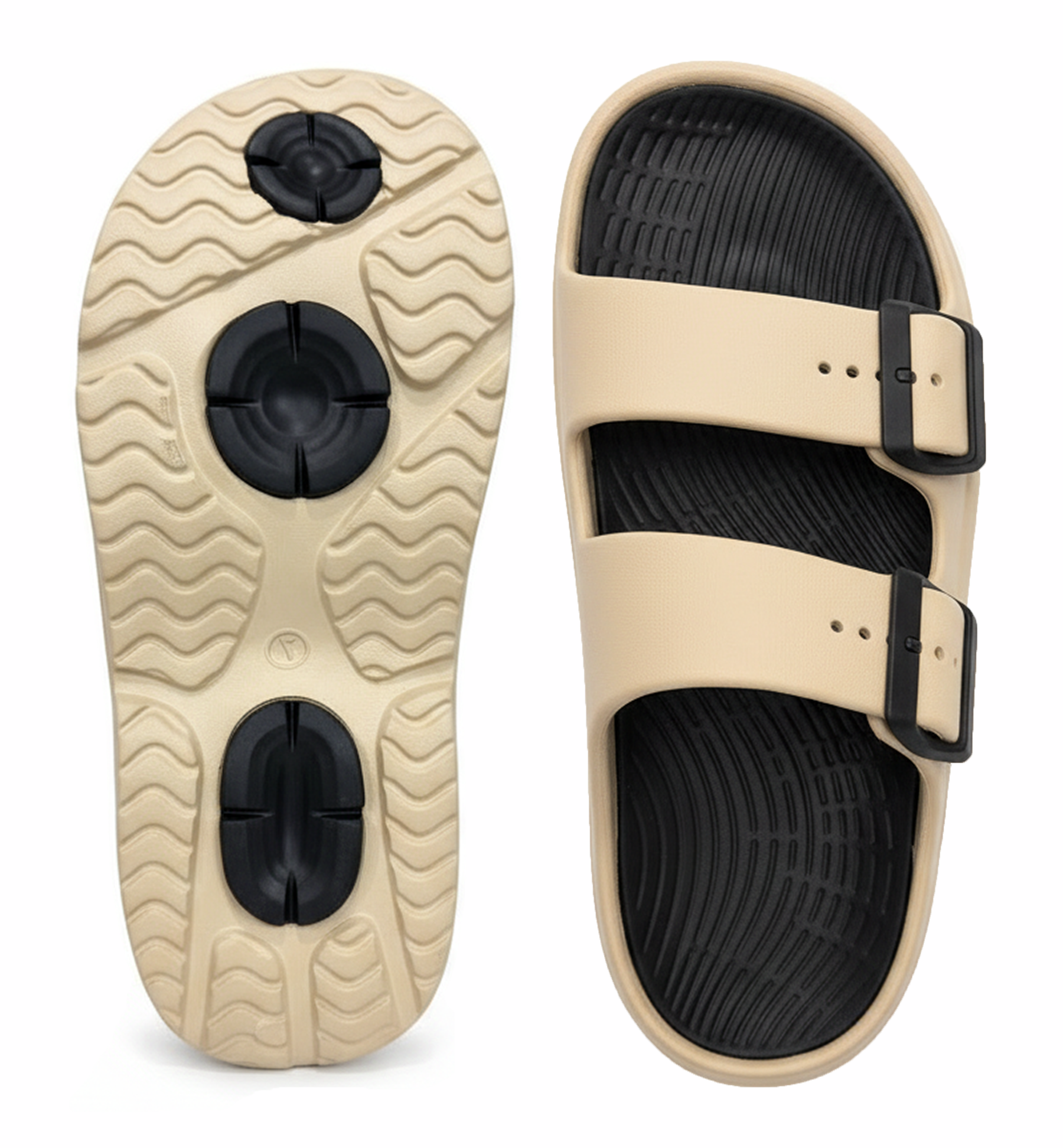 Smoothlite Dual-Tone Cushioned Slippers for men in Beige & Black, image 4