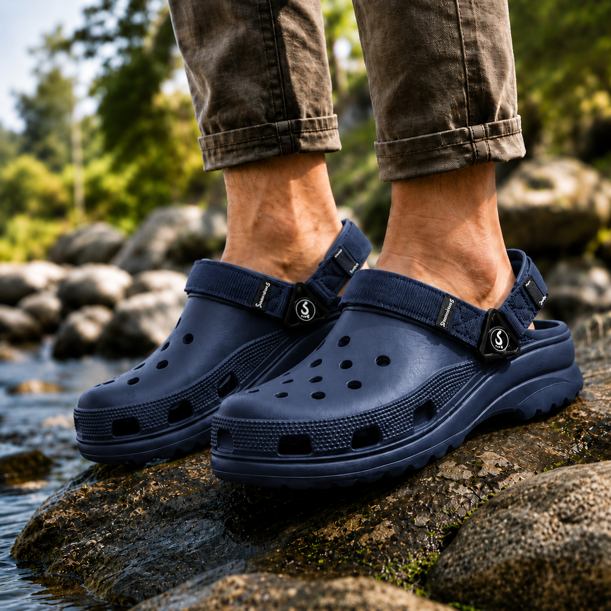 Smoothlite Ultra-Chunky Adjustable Clogs for men in Navy Blue, image 5