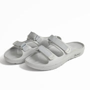 Smoothlite Adjustable Velcro Comfort Slides for men in Light Grey, image 4