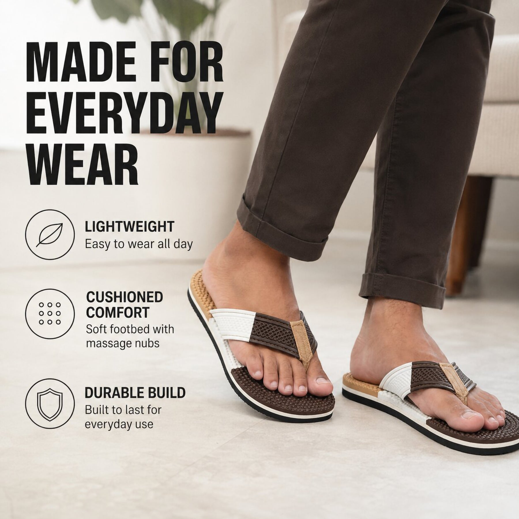 Smoothline Foot Support Massage Flip-Flops for Men