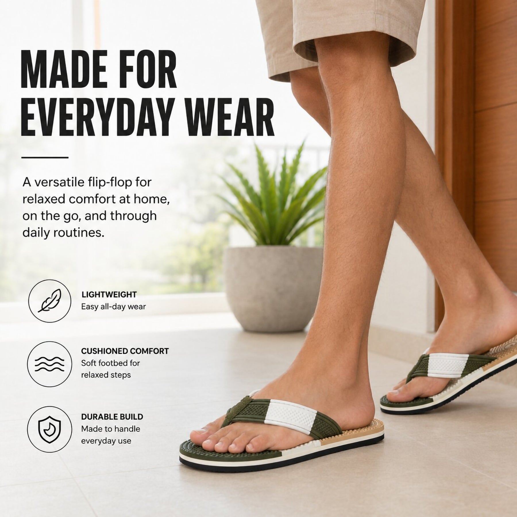 Smoothline Foot Support Massage Flip-Flops for Men