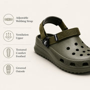 Smoothlite Ultra-Chunky Adjustable Clogs for men in Olive Green, image 5