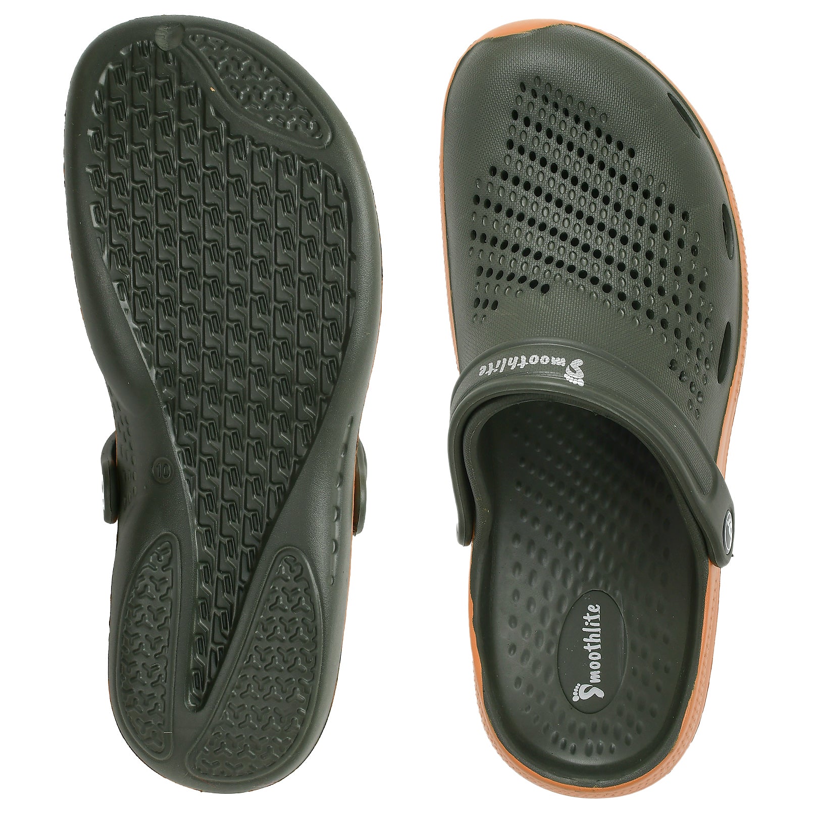 Smoothlite Classic Dual-Tone Painted Clogs for men in Olive & Tan, image 3