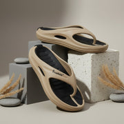 Smoothlite Dual-Tone Slides with Removable Footbed for men in Beige & Black, image 7